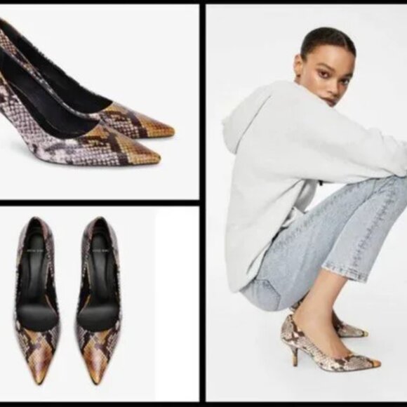 ANINE BING Devon Pumps Leather Python Snakeskin Heels 37 Never Worn - Picture 4 of 8